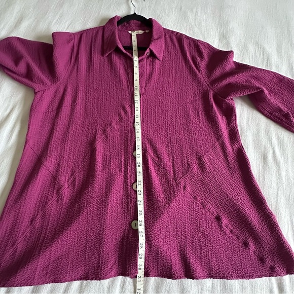 Soft Surroundings Blouse Womens 2X Purple Button Up Textured Lagenlook Flowy - Picture 6 of 13